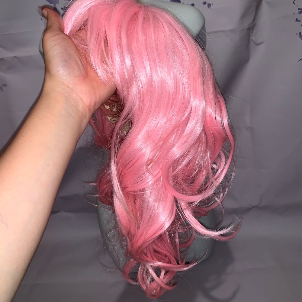 Pink synthetic wig